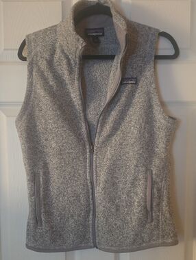 Patagonia Heather Gray Full-Zip Fleece Vest